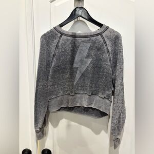 Recycled Karma Washed Grey AC/DC Graphic Crew Sweatshirt